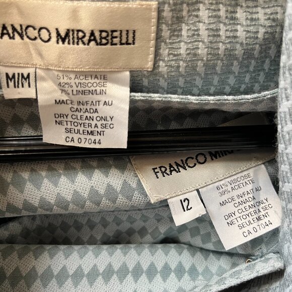Designer FRANCO MIRABELLI 12 Blue 2 piece All-lined Jacket Skirt SUIT - Picture 2 of 13